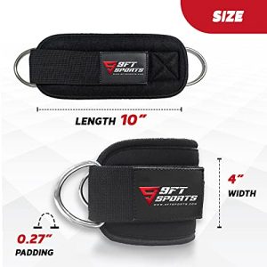 9FT Sports Ankle Straps for Cable Machines Leg Straps for Working Out Cuffs Leg Extension for Weightlifting Glute Machines Home Gym Equipment for Men and Women Single Resistance Band (Single, Black)