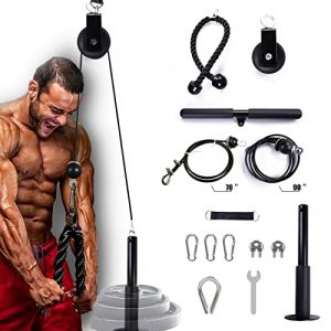 kcross Pulley System Gym, LAT Cable Pulley System Gym with Dual Cable Machine (70'' and 90'') for Tricep Pulldown, Biceps Curl, Back, Forearm, Shoulder Equipment, Home Workout Equipment.