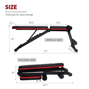 PASYOU Adjustable Weight Bench Full Body Workout Multi-Purpose Foldable Incline Decline Exercise Workout Bench for Home Gym