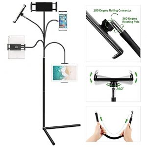 Ipad Stand Floor,Mindsky Tablet Floor Stand Gooseneck Long Arm Cell Phone Holder Mount for 7-13inch Tablet iPad, Including ipad Pro/Mini/Air, Samsung Galaxy Tab,Kindle e-Book Reader Black