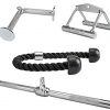 BalanceFrom Tricep Press Down Cable Attachment, LAT Pulldown Attachment, Weight Machine Accessories, V Handle with Rotation, Tricep Rope, Rotating Bar, V-Shaped Bar, Chrome