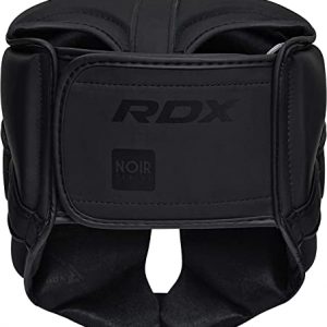 RDX Boxing Headgear Sparring Grappling, Maya Hide Leather, Head Gear for MMA Muay Thai Kickboxing Training, Multi Layered Padding, Taekwondo Martial Arts BJJ Wrestling Karate, Black