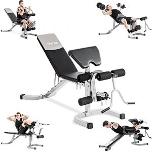 Merax Weight Bench with Leg Extension - 6+3 Positions Adjustable Olympic Utility Benches with Preacher Curl 2020 Upgrade Design