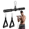 Unomor LAT Pull Down Bar Handles: Rotating Straight Bar and 2 Pack Exercise Handles Grips Attachments with 3 Carabiners Clips for Resistance Bands Cable Machine Workout Home Gym Training