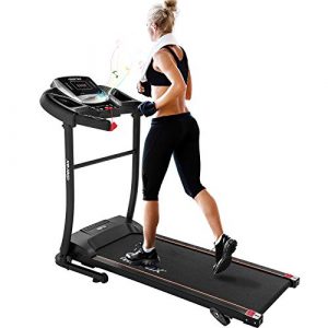 Merax Electric Folding Treadmill – Easy Assembly Fitness Motorized Running Jogging Machine with Speakers for Home Use, 12 Preset Programs (Black)