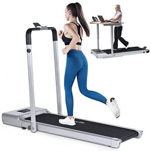 Foldable Treadmill for Home Use, Doufit TD-01 2 in 1 Under Desk Treadmill for Small Spaces, Indoor Electric Compact Workout Walking Running Exercise Machine with Remote Control (2022 Upgraded)