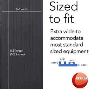 RESILIA Extra Long Non-Slip Exercise Mat - 8.5 Feet, Black, Waterproof, Large Mat for Use Under Treadmill or Rowing Machine, Gym and Fitness Equipment, Wide Rib, Hard Floor