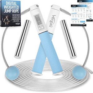 Weighted Jump Rope with Counter for Women and Men. Digital Counting Jump Rope for Workout. Skipping Rope for Exercise and Fitness. Includes Calorie Counter and Cordless Rope