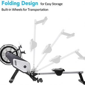 Air Rowing Machine Foldable Rower Machine for Home Use with LCD Monitor Portable Row Machine for Cardio Workout Training with 264 LB Weight Capacity