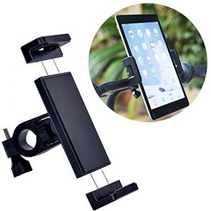 TEKCAM Spin Bike Tablet Mount Adjustable Exercise Bike Tablet Stand Holder with Silicone Pad for Gym Spinning Bike Handlebars Treadmills Fits All 4