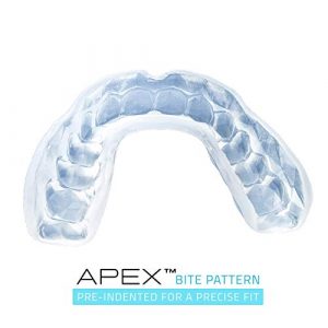 GuardLab APEX Mouthguard w/Case | Football, Basketball, Boxing, Wrestling, Soccer, Karate, Hockey, MMA | Adult & Youth | Pre-Indented for a Precise Fit (APEX/Gold Fangs, Medium)