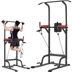 Bronze Times Power Tower Pull Up Workout Dip Station Adjustable Dip Stands Multi-Function Home Gym Strength Training Fitness Equipment Newer Version, 400LBS