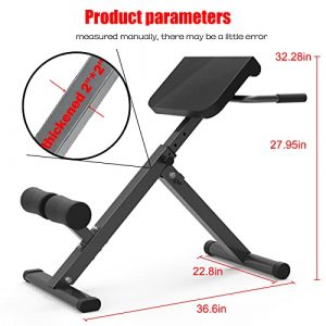 Weight Bench Back Hyperextension Roman Chair Adjustable Sit Up Ab Weight Incline/Decline Exercise Bench for Full Body Workout Multi-Purpose Foldable Crunches Abdominal Muscles Fitness Equipment (Black)