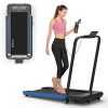 BiFanuo 2 in 1 Folding Treadmill, Smart Walking Running Machine with Bluetooth Audio Speakers, Installation-Free，Under Desk Treadmill for Home/Office Gym Cardio Fitness（Blue）
