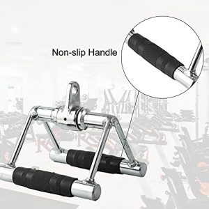 ZOVOTA Cable Machine Attachment Exercise Handle Pull Down Rowing Handle Weightlifting Accessory for Gym Home… (V+Rubber Handle)