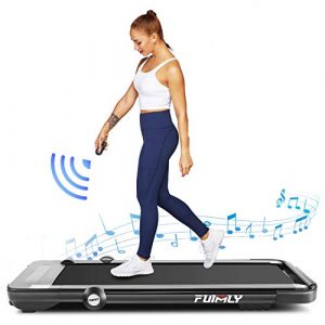 beachey Folding Treadmill, 2-in-1 Under-Desk Treadmill for Home, Office, Gym.Compact Jogging/Running Machine with Remote Control, Bluetooth Speaker and LED Display,No Assembly Needed(Black)