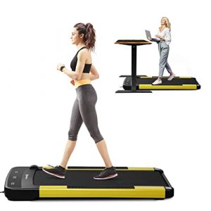 ZENOVA Under Desk Treadmill, Portable Walking Pad Walking Treadmill Save Space with Smart Watch Remote 12 Preset Programs Perfect for Home/Office Use