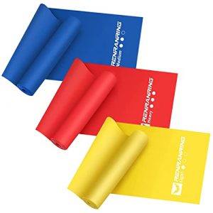 RENRANRING Resistance Bands Set - Exercise Bands for Physical Therapy, Yoga, Pilates, Rehab and Home Workout, Non-Latex Elastic Bands (Set 3) (Yellow,Red,Blue, 4.9FT)