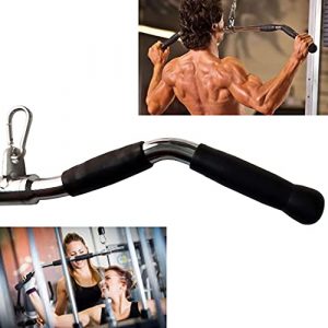 Yuhqc Barbell Economy Multi-Exerciser Cable Attachment Bar with Rubber Handgrips & Revolving Hanger 20/30 Inch (30 Inch)