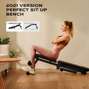 PERLECARE Weight Bench Adjustable, Sit Up Bench for Ab Bench Exercises, Multi-Functional Flat Incline Decline Bench with 7 Adjustable Height Settings, Robust Weightlifting Bench Holds Weight up to 660 LBS for Home Gym