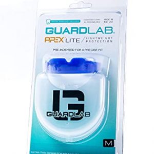 GuardLab APEX Lite Mouthguard w/Case | Football, Basketball, Boxing, Wrestling, Soccer, BJJ, Hockey, MMA | Adult & Youth | Pre-Indented for a Precise Fit (APEX LITE, Medium Clear)