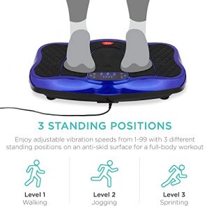 Best Choice Products Vibration Plate Platform, Full Body Exercise Machine for Fitness, Weight Loss, Toning w/ 5 Resistance Bands, Bluetooth Speakers, Remote Control - Diode Blue