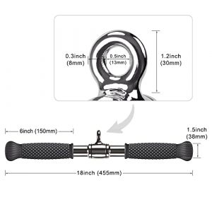 SELEWARE Rotating Straight Bar Cable Machines Attachments for Gym, Pull Down Bar Press Down Bar with Non-Slip Rubber Handle, Universal Attachment for Cable Machines, 18 Inch