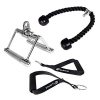 LAT Pulldown Attachments for Gym - Cable Machine Attachment Set with Tricep Pull Down Rope, Exercise Handles and V Row Double D Handle - Weight Lifting Workout Accessories