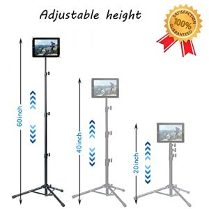 Raking Foldable Floor iPad Tablet Tripod Stand Height Adjustable 25 to 60 Inch Tablet Tripod Mount for iPad Pro 12.9