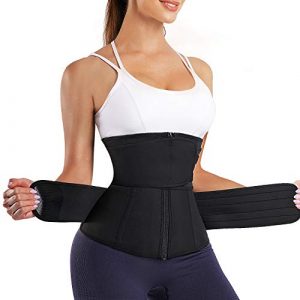 TrainingGirl Sweat Band Corset Waist Trainer Trimmer for Women Weight Loss Sauna Workout Tummy Control Belt Shaper (Black, X-Large)