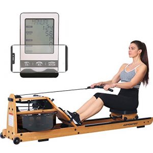 gorowingo Water Rower Rowing Machine, Wooden Row Machine with LCD Monitor & Phone Holder for Home Use Indoor Full Body Exercise