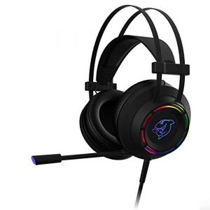 FIRSTBLOOD ONLY GAME. DHG160 Gaming Headset PS4 Headset with 7.1 Surround Sound, Noise Canceling Microphone, RGB Light, USB Cable Only, Black