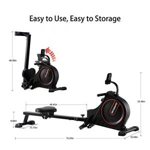 ECHANFIT Rowing Machine Folding Rower with 16 Levels Magnetic Resistance and Adjustable Console Angle for Home Use