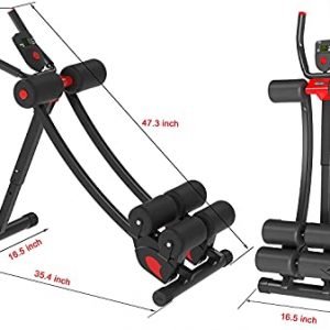 WINBOX Abdominal Trainer Ab Machine Multi-functional Exercise Equipment for Home Gym, Height Adjustable Abs Workout Equipment, Red