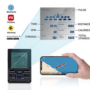 Rowing Machine Wood Water Rower with Bluetooth Monitor for Home Gyms Indoor Training Use Training Equipment Sports Exercise (Including an Automatic Pump)