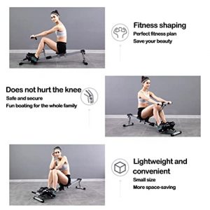 KEVCHE Rowing Machine for Home Use, Portable Indoor Workout Equipment, Hydraulic Rower with 12 Level Adjustable Resistance, Compact & Foldable Trainer for Weight Loss