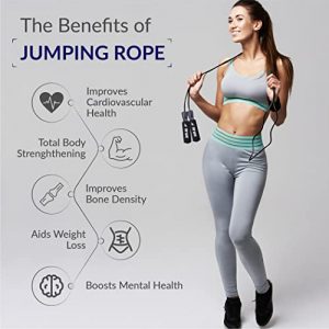 SKIPA-ROO JUMP ROPE - Workout Adjustable Fitness for Men and women equipment home in your gym cardio, boxing or x-training. Black