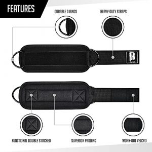 RIMSports Gym Ankle Straps for Cable Machines Attachment, Adjustable Ankle Cuffs for Cable Machine, Neoprene Padded Cable Ankle Strap for Kickbacks and Glute Workouts, Leg Straps for Working Out