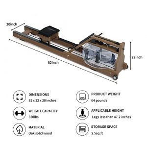 Lovely Snail Water Rowing Machine for Home Use Wooden Vintage Water Rower with Bluetooth Monitor Home Gym Fitness Cadio Exercise Equipment Brown