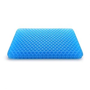Kaariss Gel Seat Cushion-Double Layer Breathable Honeycomb with Non-Slip Cover for Pressure Sore Relief and Long Sitting Perfect for Wheelchair,Cars （M 16.5“ X 14.7“ X 1.6“）