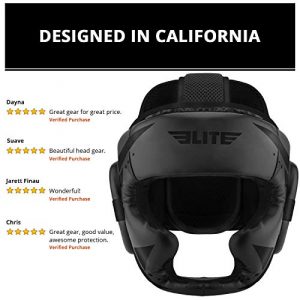 Elite Sports Boxing MMA Sparring Kickboxing Headgear for Men, Muay Thai Boxing Head Guard (Black)