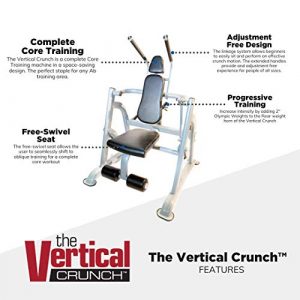 Ab Coaster The Vertical Crunch - Complete Core Training Machine, Adjustment Free Design, Abdominal Crunch Equipment, Plate Loaded Resistance, Space Saving Design Silver