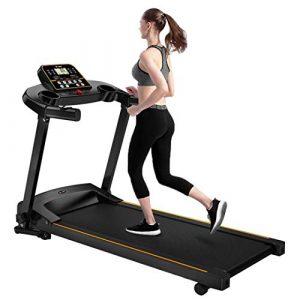 Folding Treadmill 300 lb Capacity Electric Motorized Running Machine 2.0 HP Treadmills 16'' Wide Tread Belt w/Incline LCD Display and Cup Holder Easy Assembly for Home/Office/Gym