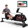 HARISON Water Rowing Machines for Home Use with APP - Foldable Rower Exercise Equipment 300 LBS Capacity with LCD Display and iPad Phone Mount