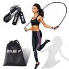SKIPA-ROO JUMP ROPE - Workout Adjustable Fitness for Men and women equipment home in your gym cardio, boxing or x-training. Black