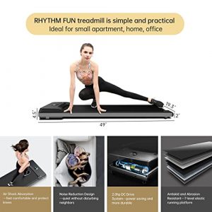 RHYTHM FUN Treadmill Under Desk Walking Treadmill Compact Portable Mini Treadmill for Small Spaces Installation-Free Quiet Jogging Treadmill with Smart Remote and Workout App for Home Office Apartment