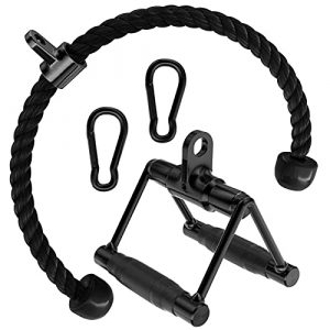 allbingo Pro Black Steel Cable Attachment Handles,Ultra Heavy Duty Tricep Rope Cable Machine Accessories with Rubber Grips for Triceps Rowing LAT Pulldown Press Down T Bar Home Gym