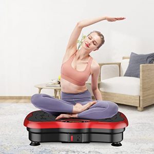 yokele Vibration Plate Exercise Machine Whole Body Shape Vibration Platform for Home Massage & Weight Loss + Loop Bands + Remote, 99 Levels (Red)