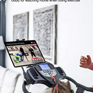 Spinning Bike Tablet Holder, woleyi Gooseneck Treadmill Elliptical Phone iPad Mount, Indoor Stationary Exercise Bike Tablet Clamp for iPad Pro 9.7 10/Air/Mini, Galaxy Tabs, 4-11