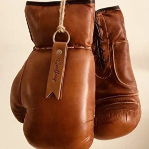 Geoffrey TAN Leather Vintage Boxing Gloves with Leather Laces | 12oz | Retro (Tan), Large